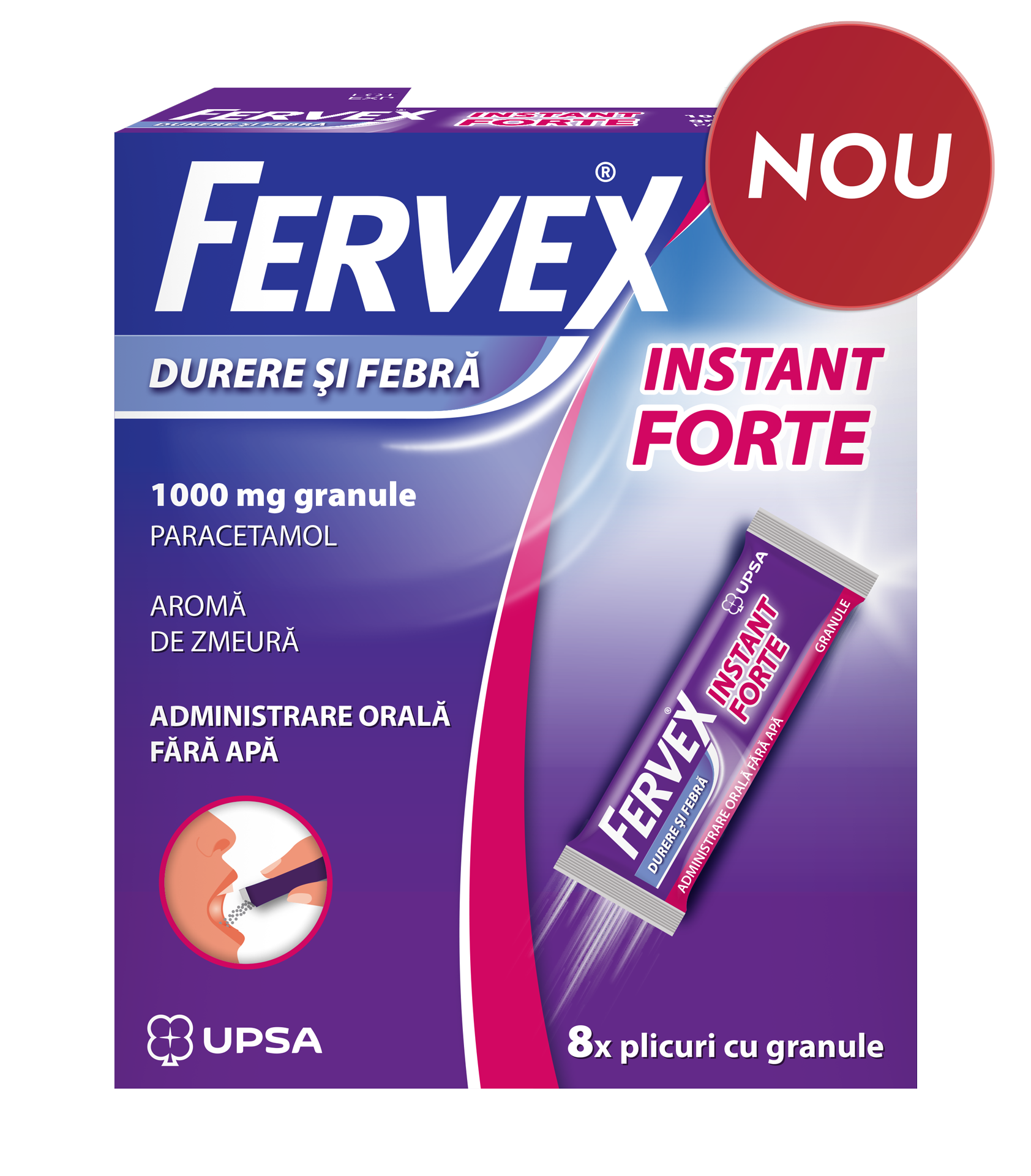FERVEX DURERE ȘI FEBRĂ INSTANT FORTE 1000mg granule în plic
